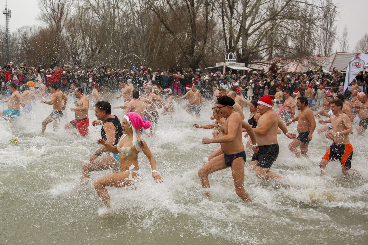 New Year's bath at Lake Balaton